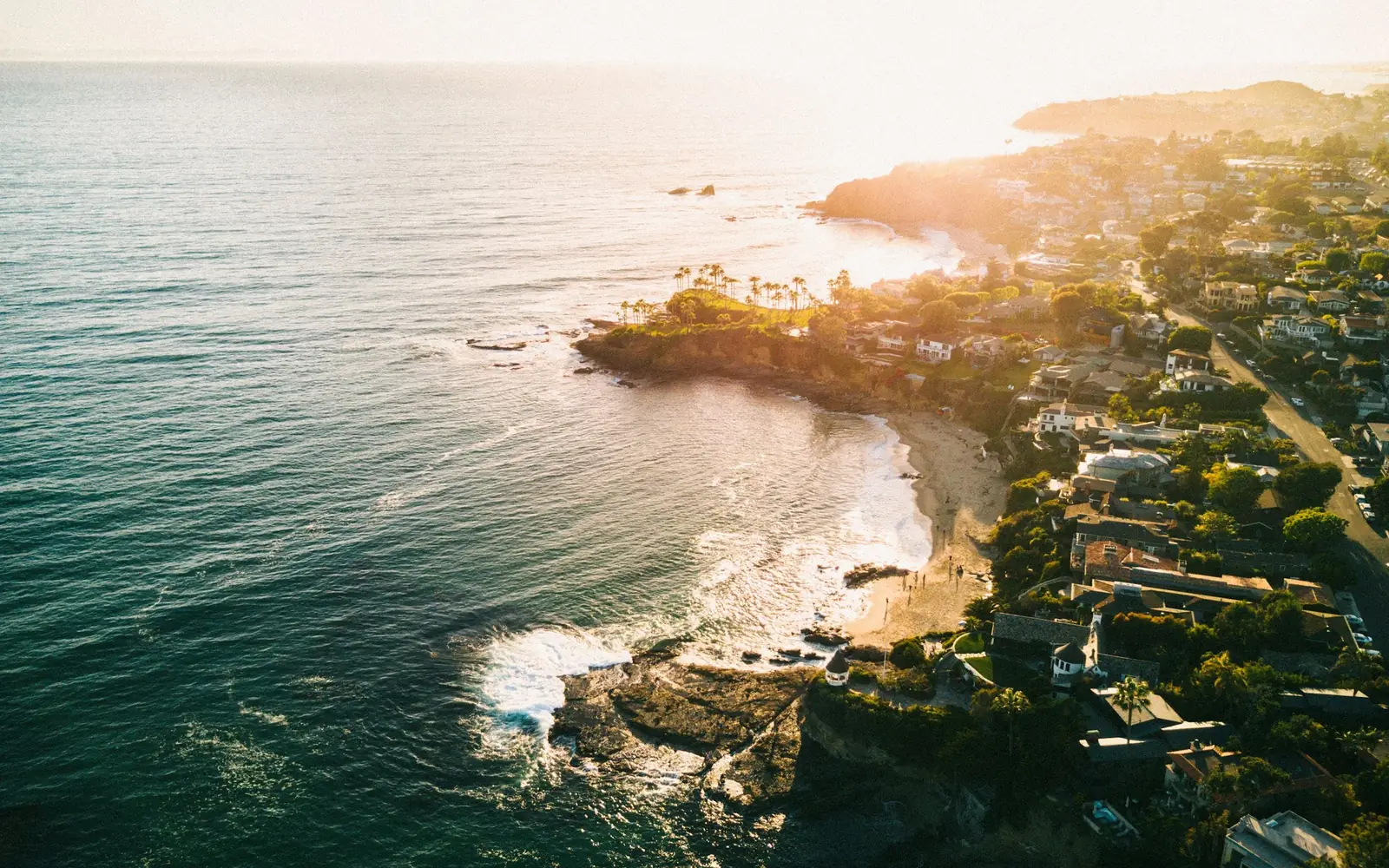 Golden-hour view of the Southern California coastline