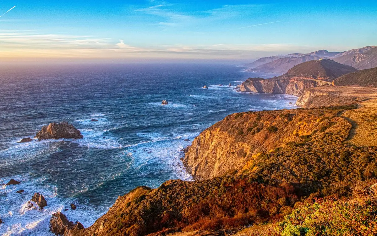Golden-hour Southern California coastline